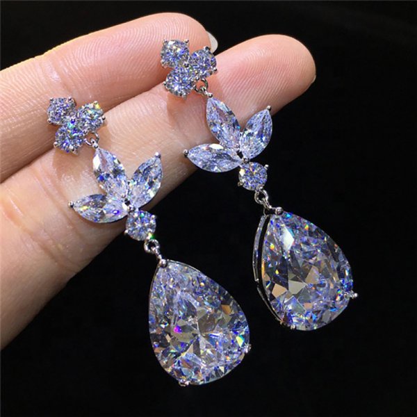 Yx 925 เงินZircon Starต่างหูคริสตัลหูสตั๊ดผู้หญิงDrop Dangleของขวัญเครื่องประดับ