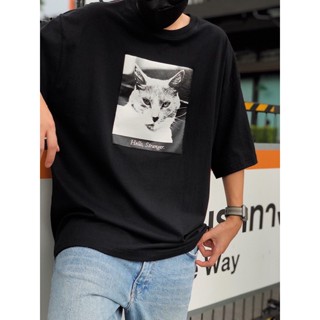 oversize T-shirt 🔥 เสื้อ A.HUHH OVERSIZE ลาย Hello stranger (แมว) 🔥 S-5XL