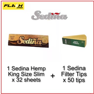 Sedina Combo:  1 book Sedina Hemp K/Size Slim rolling Papers + 1 book Sedina Filter tips . Fast Delivery.