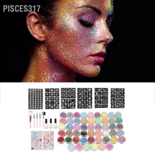 Pisces317 67pcs 1.8oz 30ml Glitter Tattoo Makeup Kit Temporary Body Paint Set for Eye Shadow Manicure