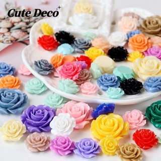 【 Cute Deco 】กุหลาบจําลอง (10 สี) สีขาว / สีเขียวมิ้นท์ / ไพลิน สีฟ้า จี้กระดุม Crocs / น่ารัก Jibbitz Croc รองเท้า DIY / วัสดุเรซิน เสน่ห์ สําหรับ DIY