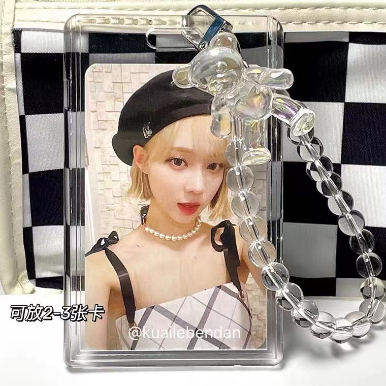 พวงกุญแจอะคริลิคใส พร้อมจี้คริสตัลน่ารัก สําหรับใส่โฟโต้การ์ด ไอดอล ของสะสม - รูปที่ 3