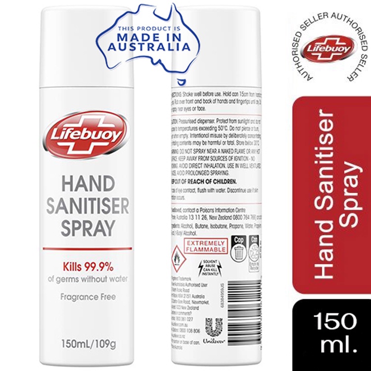 Lifebuoy Hand Sanitiser Spray 150ml ไลฟ์บอย สเปรย์ฉีดทำความสะอาดมือ สเปรย์ป้องกันโควิด สเปรย์ฆ่าเชื้อ ปกป้องได้ถึง 99%