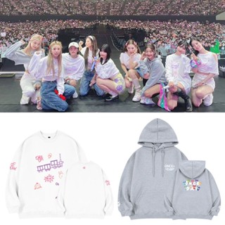 เสื้อกันหนาวลําลอง มีฮู้ด ทรงหลวม ลาย KPOP TWICE JAPAN FMONCE DAY แฟชั่นฮาราจูกุ สไตล์เกาหลี สําหรับผู้หญิง