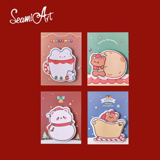 Seamiart แผ่นกระดาษโน้ต ลายคริสต์มาส DIY สําหรับตกแต่งโรงเรียน เขียนด้วยมือ 1 ชิ้น