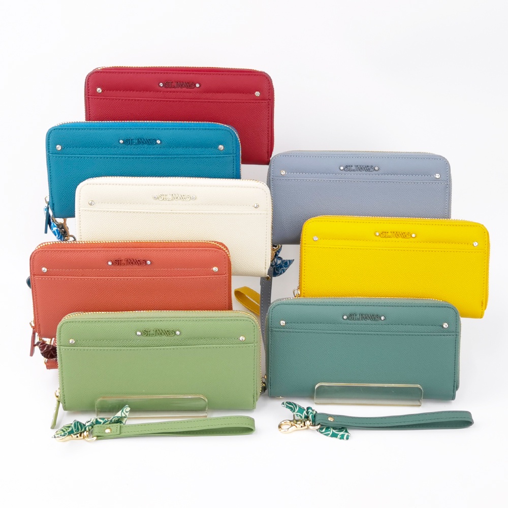 ST.JAMES กระเป๋าสตางค์หนังแท้/กระเป๋าสตางค์ใบยาว แบบซิปรอบ รุ่น GLOW (มี 8 สี) l กระเป๋าสตางค์ ผู้หญิง