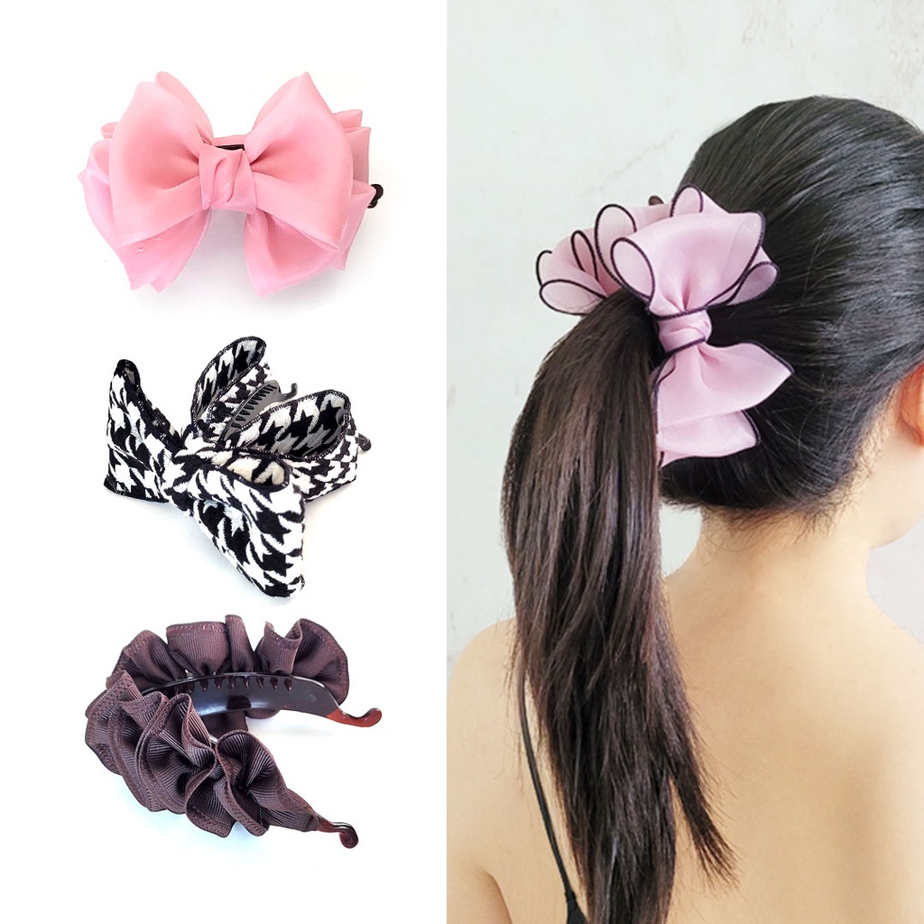 กิ๊บกล้วยเกาหลี Swiss Dot งานแฮนด์เมด โบว์ติดผม กิ๊บกล้วยแฟชั่น BunnyBow เกรดพรีเมียม รับประกันคุณภาพ พร้อมส่ง