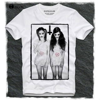 เสื้อยืดสวยๆ Camiseta Sexy satánica Unisex, camisa de manga corta con cruz invertida, para chicas