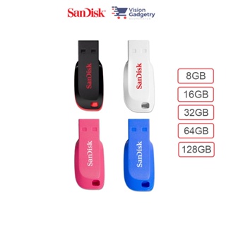 Sandisk Cruzer Blade ไดรฟ์นิ้วหัวแม่มือ USB CZ50 (8GB 16GB 32GB 64GB 128GB)