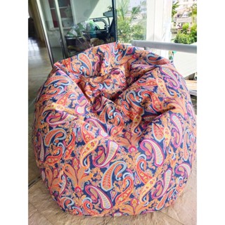 เก้าอี้เม็ดโฟม Bean Bag Chair โซฟาเม็ดโฟม บีนแบค ทรงหยดน้ำขนาด 80 ซม ผ้ายีนส์ 8 ออนซ์ พิมพ์ลายลูกน้ำส้ม