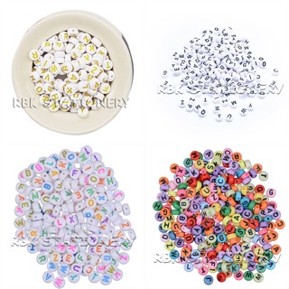 ลูกปัดตัวอักษร กลมแบน คละสี 20g/ห่อ ลูกปัด DIY อุปกรณ์ร้อยลูกปัด อุปกรณ์ร้อยสร้อยข้อมือ