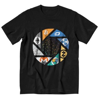 เสื้อสีขาว เสื้อเชิ้ต Bitcoin สําหรับผู้ชายเสื้อยืดแขนสั้นฤดูร้อนสกุลเงินดิจิตอลที่ไม่ซ้ํากัน Crypto Btc เสื้อยืดบางพอดี