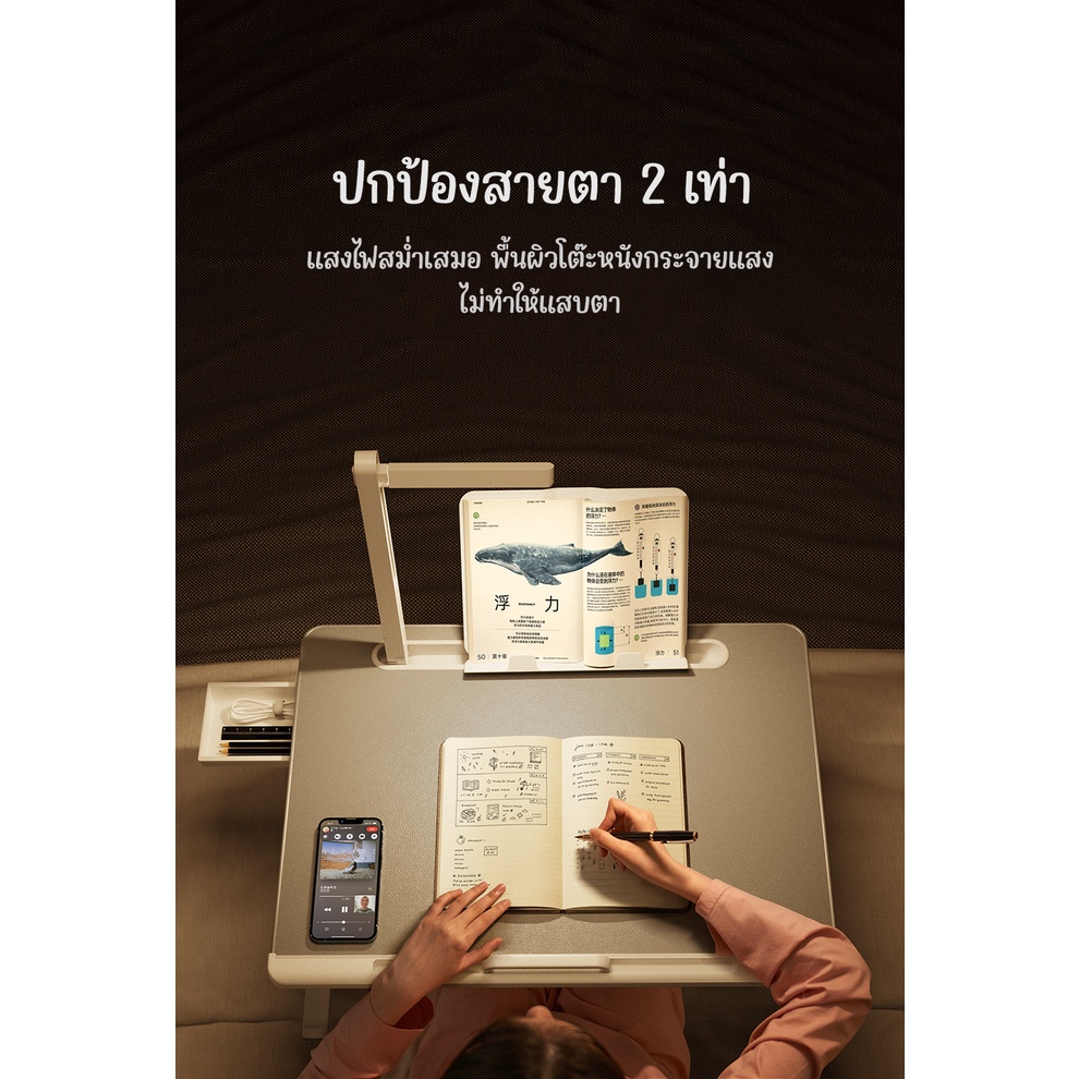 [โค้ดคุ้มลด 20%] โต๊ะทำงานบนเตียง พับได้ สไตล์ญี่ปุ่น พร้อมโคมไฟ บนโซฟา มีไฟ Saiji x BEARI รูปที่ 2
