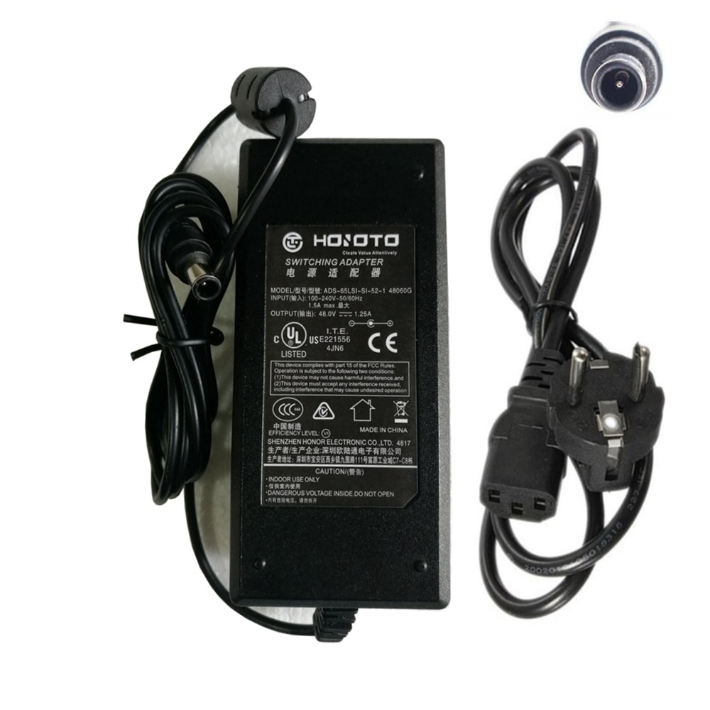 HOIOTO 48V 1.25A อะแดปเตอร์สําหรับ S3-04-P 4 ช่อง ADS-65LSI-SI-52-1 48060G POE Monitor โฮสต์เครือข่า