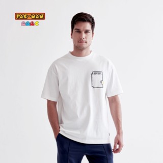 Pac-Man x Khaki Bros. - คา คิ บรอส. - Round T-shirt Loose fit - เสื้อยืดคอกลม - KM22K607 - White