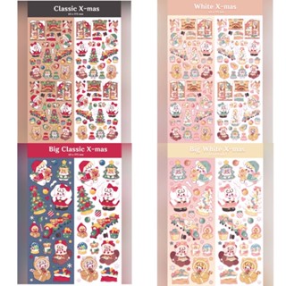 Peach 1Pcs Ins Christmas and New Year sticker Journal Scrapbook Decor Sticker