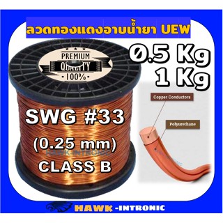 ลวดทองแดงอาบน้ำยา UEW 0.25 mm (SWG #33) CLASS B แบ่งขาย