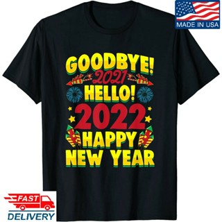 เสื้อผ้าผชเสื้อยืด พิมพ์ลาย Happy New YearS-5XL