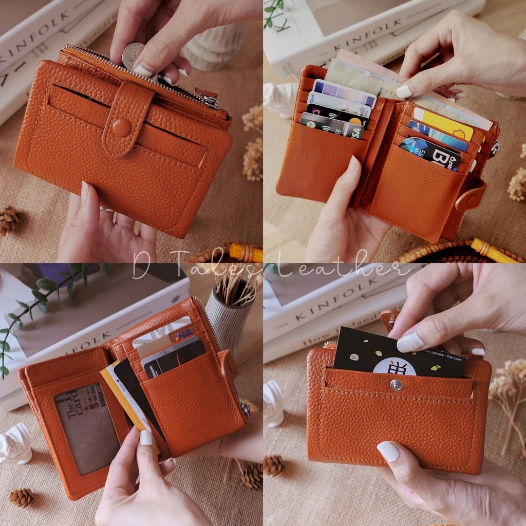 DTALES Syn กระเป๋าสตางค์หนังแท้ หนังวัวนุ่มๆ 13ช่องบัตร 15สี พร้อมกล่องและถุงผ้าถนอมหนัง
