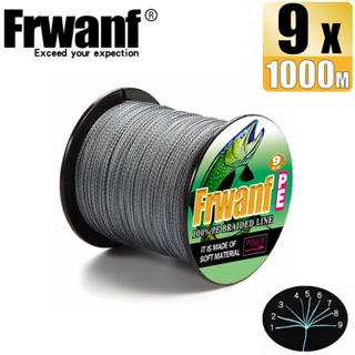 Frwanf สายเอ็นตกปลา แบบถัก PE X9 9 เส้น ยาว 1000 ม. สีเทา