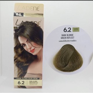 สีย้อมผมladene 6.2 สีบลอนด์เข้มประกายเขียว