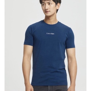 ⏸CALVIN KLEIN JEANS OVERLAP LOGO SLIM TEE เสื้อยืดคอกลมแขนสั้นแบรนด์