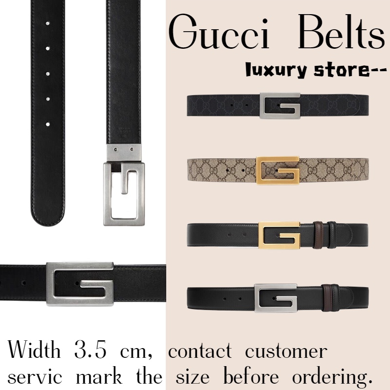 กุชชี่  Gucci ✨ เข็มขัด G หัวเข็มขัดสองด้าน/เข็มขัดผู้ชาย/กว้าง 3.5 ซม./ล่าสุด/ของแท้