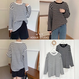 Long sleeves striped tee เสื้อสเวตเตอร์แขนยาว ลายทางสลับสี ผ้านุ่มมากกกค่า ทรงน่ารัก แมตช์ง่าย