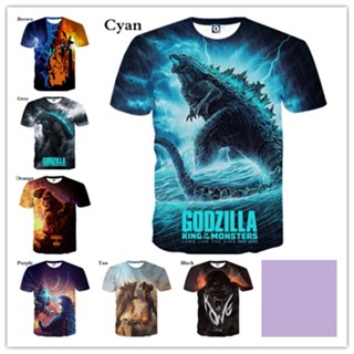 พร้อมส่ง เสื้อยืดแขนสั้น พิมพ์ลายกราฟฟิค Godzilla Vs King Kong 3D แฟชั่นฤดูร้อน สไตล์ฮิปฮอป สําหรับเด็กผู้ชาย และเด็กผู้หญิง