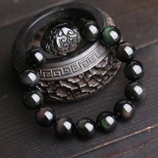 สร้อยข้อมือ พร้อมใบรับรองนําโชค สีรุ้ง 2022 piyao Energy Obsidian Healing Feng Shui