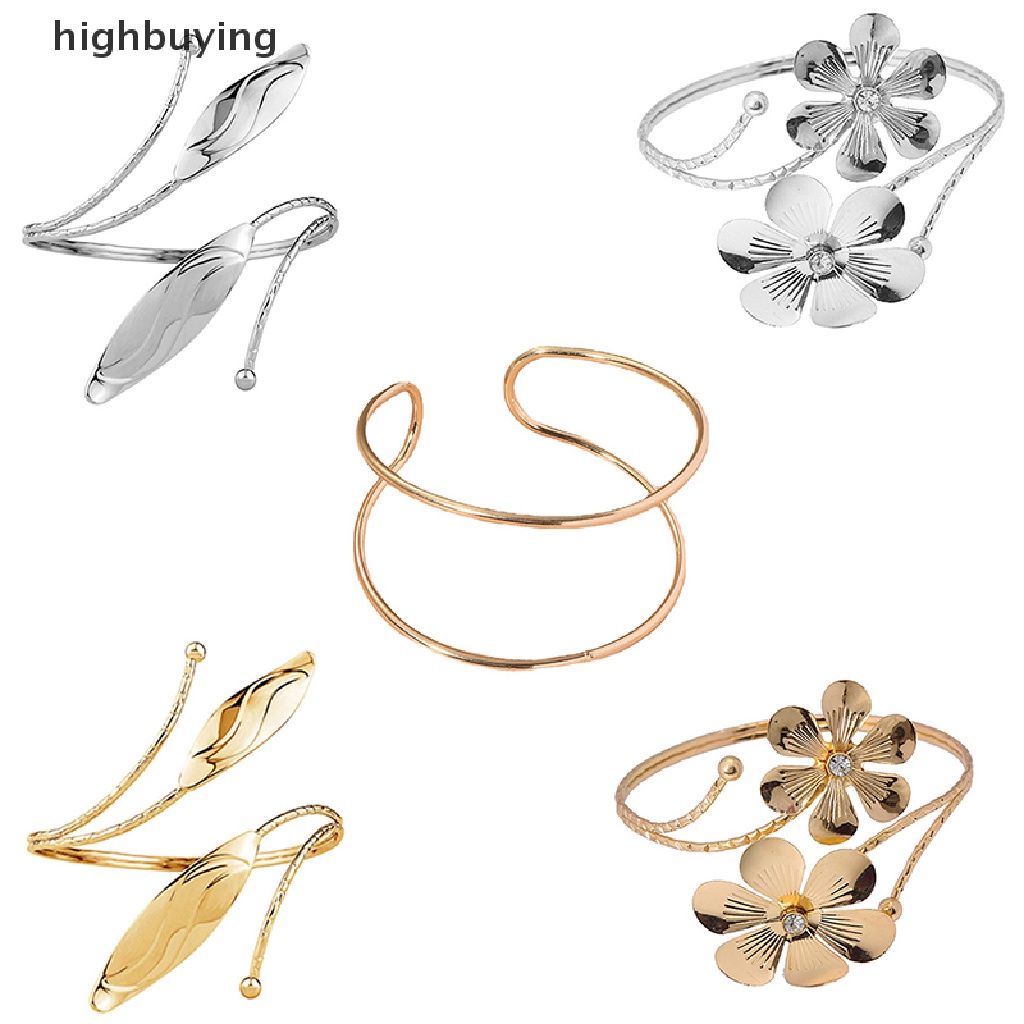 [ซื้อสูง] Bohemian Leaf Charm สร้อยข้อมือด้านบนโซ่แขนโลหะ Hollow Out รูปแบบเรขาคณิต Retro Arm Cuff กําไลข้อมือสร้อยข้อมือใหม่สต็อก