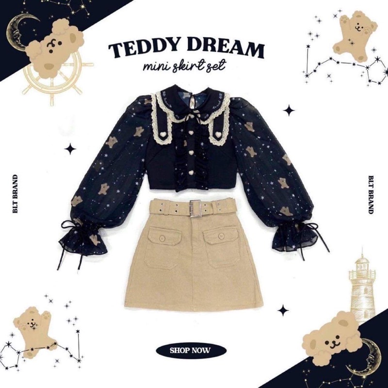 💎พร้อมส่ง💎BLT ชุดเซ็ท Teddy dream mini shirt set