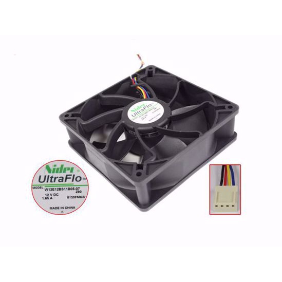 NIDEC UltraFlo W12E12BS11B5-07 12038 120X120X38MM DC12 1.65A Ant S7 S9 พัดลม 4 สาย PMW 6000RPM 4pi