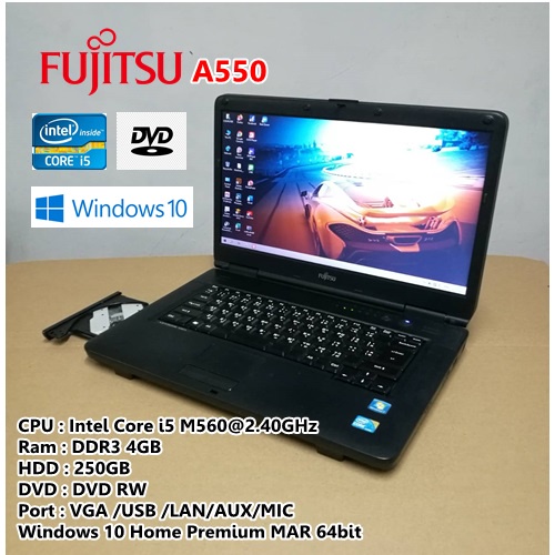 โน๊ตบุ๊คมือสอง Notebook Fujitsu Core i3 M350(2.27GHz)RAM 4GB / HDD:250GB ขนาด15.6"