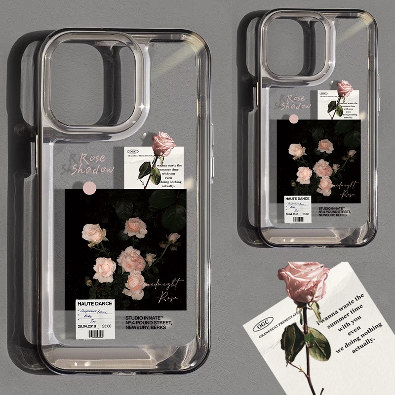 ใช้งานร่วมกับ IPHONE 6S 7 8 PLUS X XS XR 11 12 13 14 15 MAX PRO rose รูปแบบโปร่งใส TPU soft case