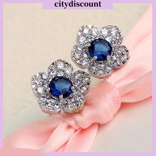 &lt;citydiscount&gt;  City_ ต่างหูสตรีแบบแป้นประดับดอกไม้