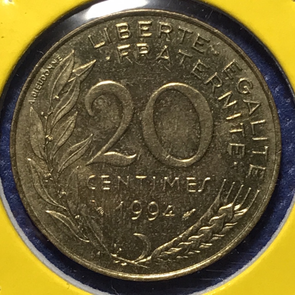 เหรียญเก่า#15571 ปี1994 ฝรั่งเศส 20 Centimes ของแท้ เหรียญต่างประเทศ เหรียญหายาก น่าสะสม