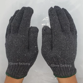 ถุงมือผ้า (ZG07) 12คู่/โหล สีเทาขอบเขียว แบบหนา ยกโหล ผลิตจากผ้าฝ้าย