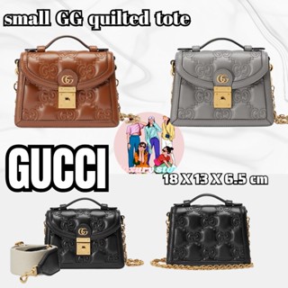 GUCCI/GUCCI GG ควิลท์กระเป๋าถือใบเล็ก/กระเป๋าผู้หญิง/กระเป๋าสะพายข้าง/กระเป๋าสะพาย/ล่าสุด/ยุโรปแท้100%