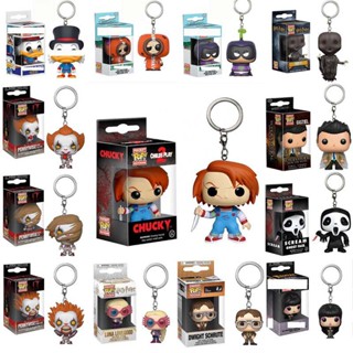 Hot Funko Pop Keychain Pendant Chucky Pennywise Elvira Castile Dwight Kenny Dementor Kids Fans Collection