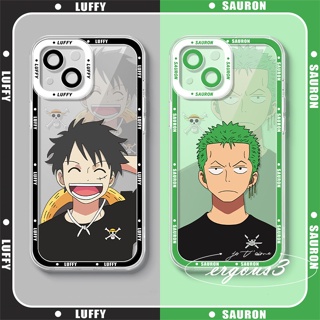 เคสซิลิโคนนิ่ม ลายการ์ตูนอนิเมะ One Piece Luffy And Roronoa Zoro สําหรับ iPhone 14 13 12 11 Pro Max SE2020 X XR Xs Max 7 8 6 6s Plus