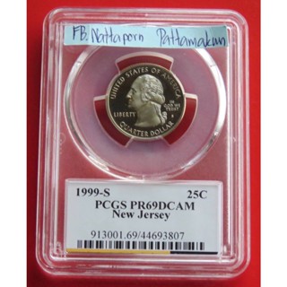 ตลับเกรด PCGS PR69DCAM USA 1999 S -Quarter จอร์จ วอชิงตัน /รัฐนิวเจอร์ซีย์