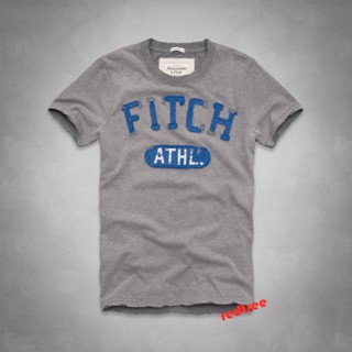 Abercrombie &amp; Fitch เย็บปักถักร้อยเสื้อยืดแขนสั้นผู้ชาย men t-shirt