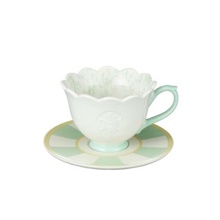 🎀【Last chance!!! พร้อมส่ง】 2022 แก้วสตาร์บัคส์เกาหลี Starbucks Korea Flower Garden Light Green Mug &amp; Saucer 237ml/ 8oz