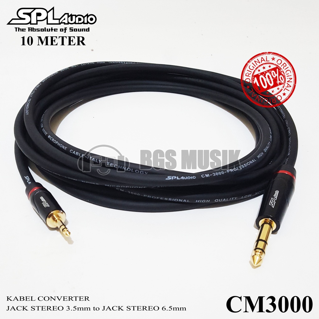 Original Aux In Cable 10m - 3.5mm Stereo Jack Cable to 6.5mm Stereo Jack Original SPL - 3.5mm to 6.5