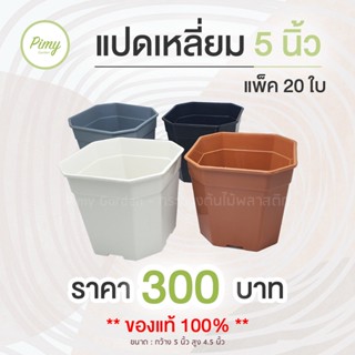 20 ชุด กระถางแคคตัส กระถางต้นไม้ กระถางพลาสติก ทรงแปดเหลี่ยม 5 นิ้ว พร้อมจาน