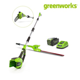 Greenworks เครื่องตัดแต่งกิ่งไม้, เครื่องเล็มพุ่มไม้ ไร้สาย 2-in-140V (ครบชุด) รวมแบตฯ 4.0 แอมป์ และที่ชาร์จ