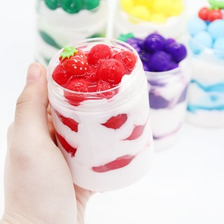 พร้อมส่ง🍓🍍New slime สไลม์ผลไม้ สตอเบอรี่โยเกิร์ต มีกลิ่นหอม🍇🍒🥝