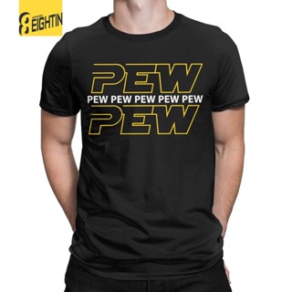 เสื้อยืดน่ารักๆ ดิสนีย์ผู้ชาย Pew Pew Pew Star Wars เสื้อผ้าผู้หญิงเสื้อยืดคอกลมเสื้อผ้าฝ้าย Sci-fi Space Ladies Summer