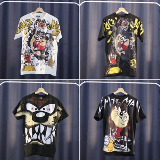 เสื้อยืดTaz-Mania เสื้อการ์ตูนLooney Tunes เสื้อวินเทจงานใหม่ผ้าฝอก [M L XL]